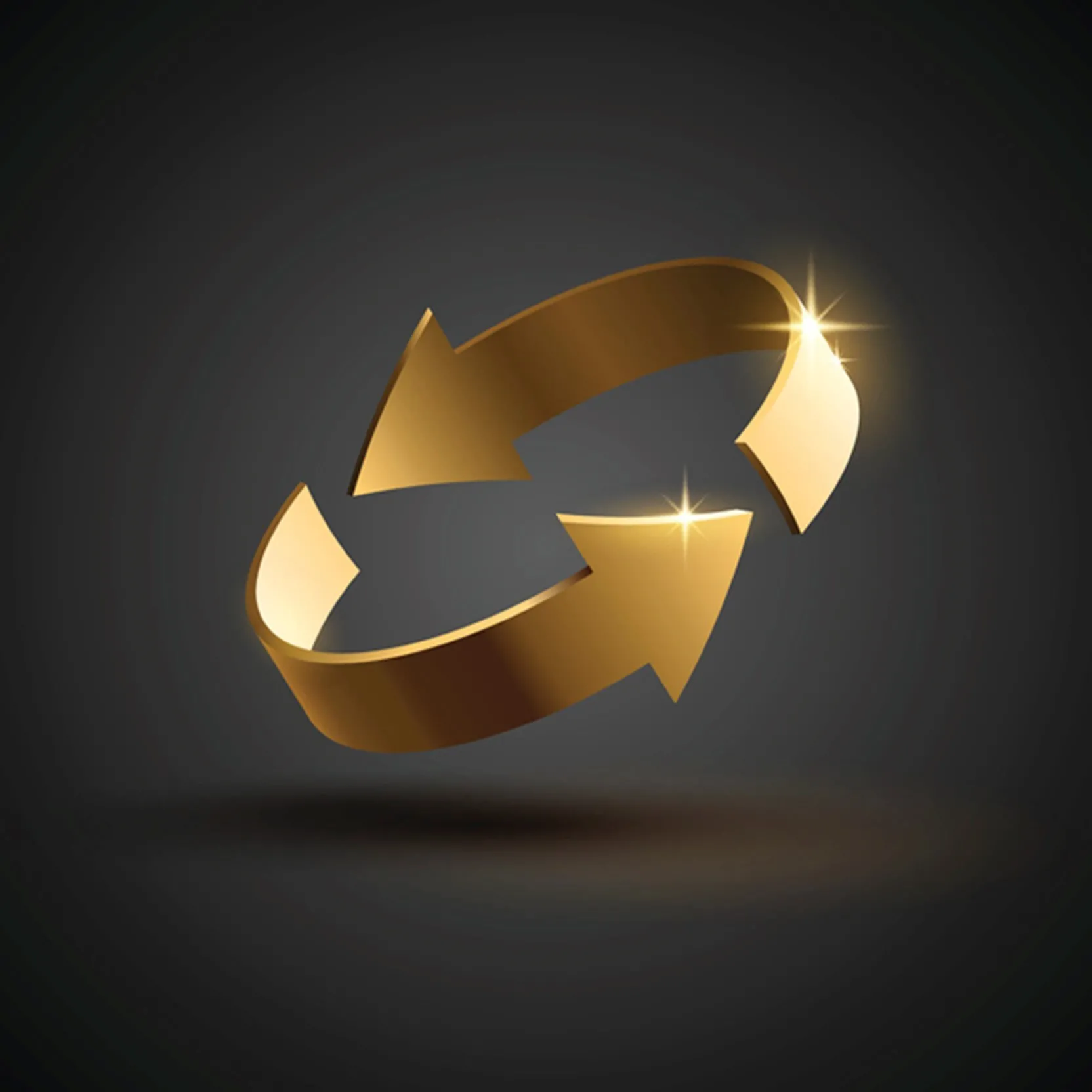 A golden recycle symbol with a grey background.